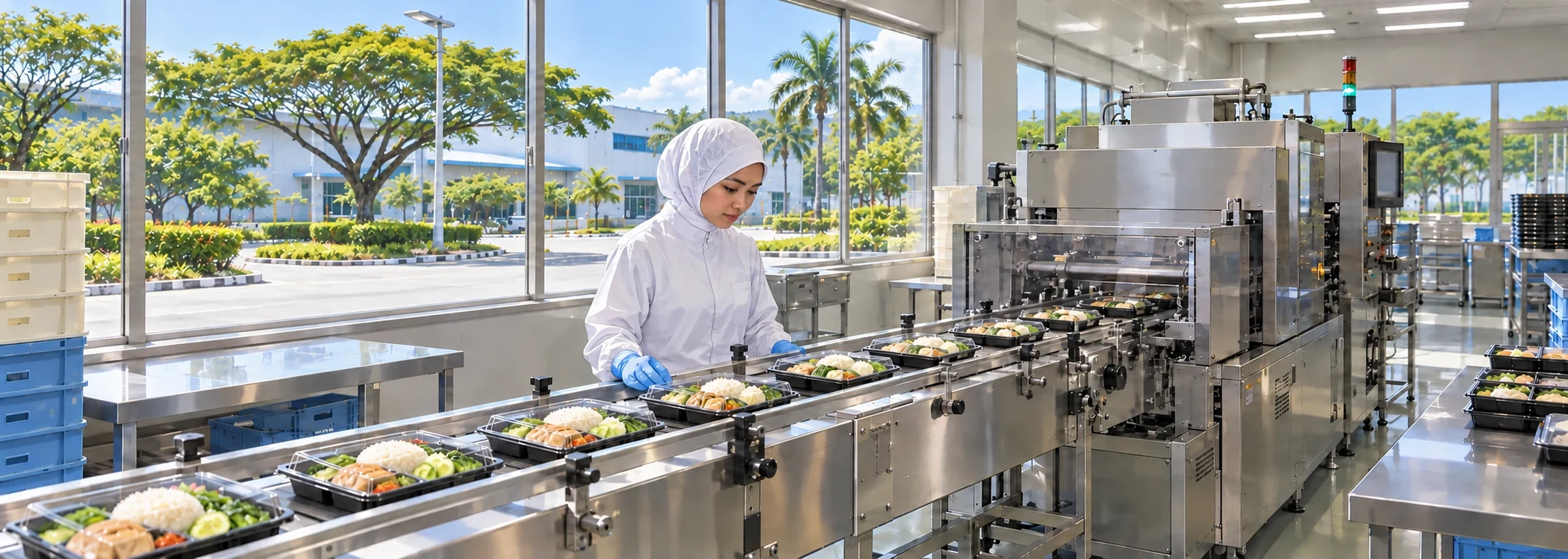 Application illustration of food conveying and packaging equipment in Singapore