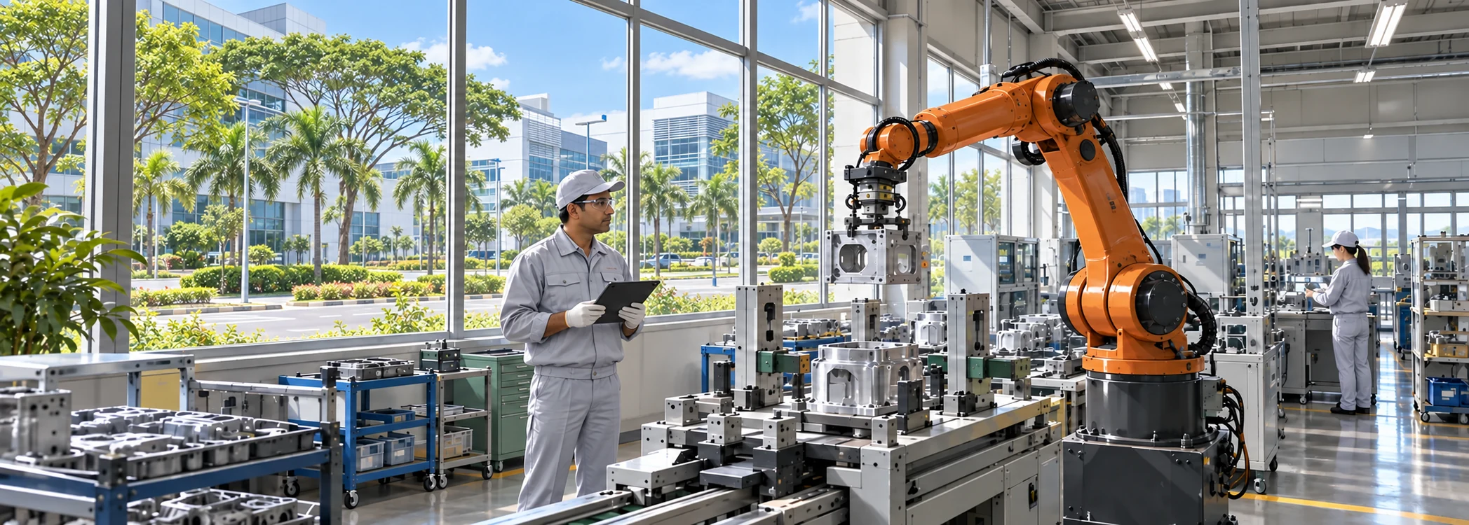 Application illustration of industrial robotic assembly in Singapore